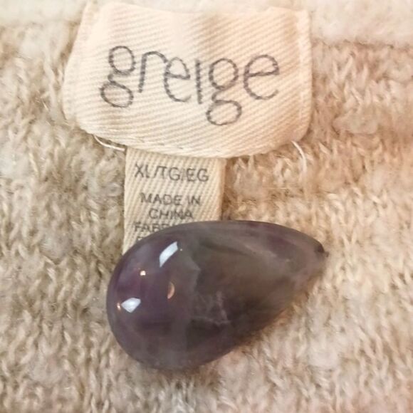 Greige stripped multicolored long-sleeve V neck tunic length sweater size XL - Picture 9 of 9